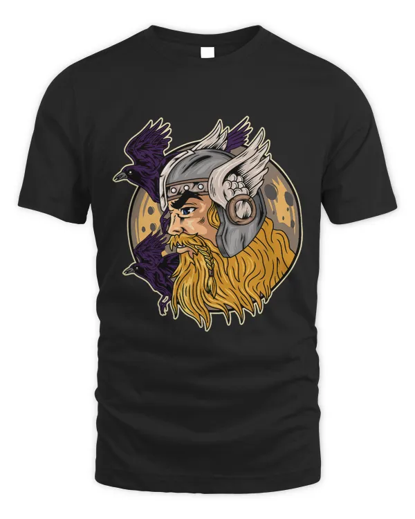 Odin Ravens Huginn and Muninn Moon Viking