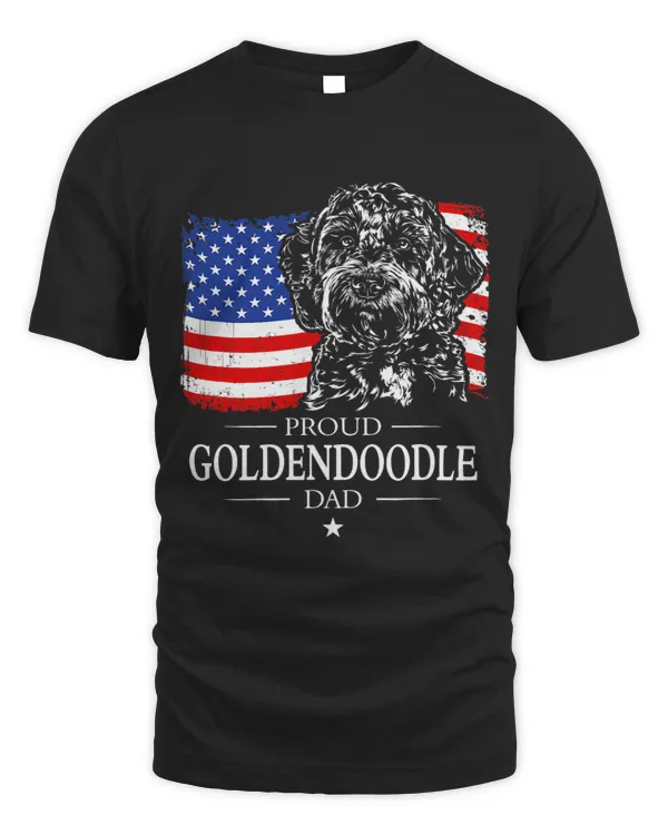Dog Goldendoodle Mens Proud Goldendoodle Dad American Flag patriotic dog gift T-Shirt