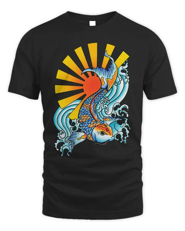 Japanese Koi Fish Wave Rising Sun 2