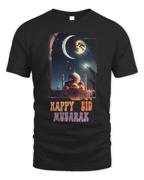 crescent moon happy eid mubarak celebration outfit mosque
