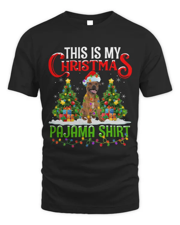 Dog Staffordshire This Is My Christmas Pajama Staffordshire Bull Terrier Xmas 2