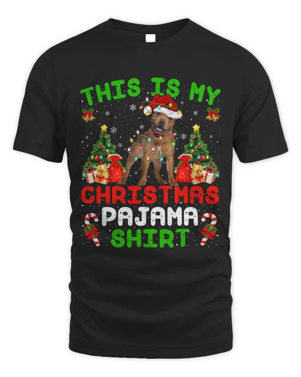 Dog Staffordshire This Is My Christmas Pajama Staffordshire Bull Terrier Xmas 3