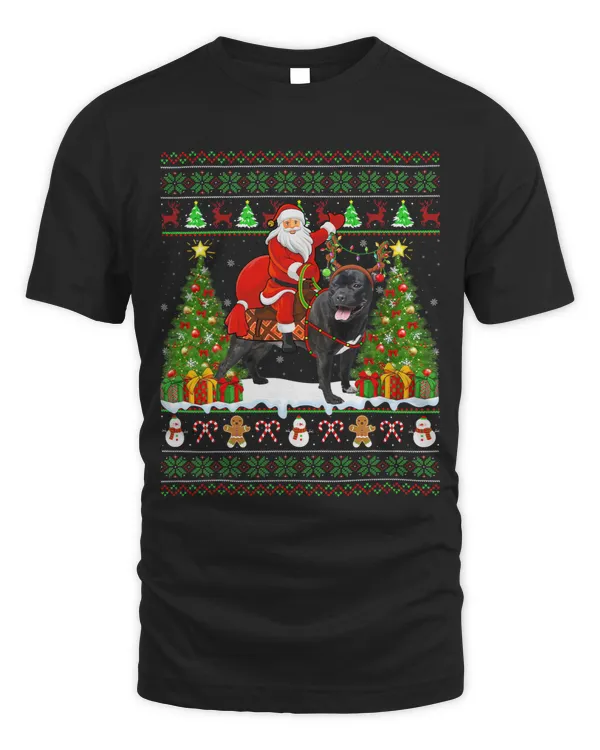 Dog Staffordshire Ugly Santa Riding Staffordshire Bull Terrier Dog Christmas