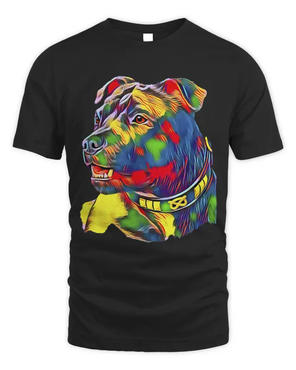 Dog Staffordshire Watercolor Art Colorful American Staffordshire Bull Terrier