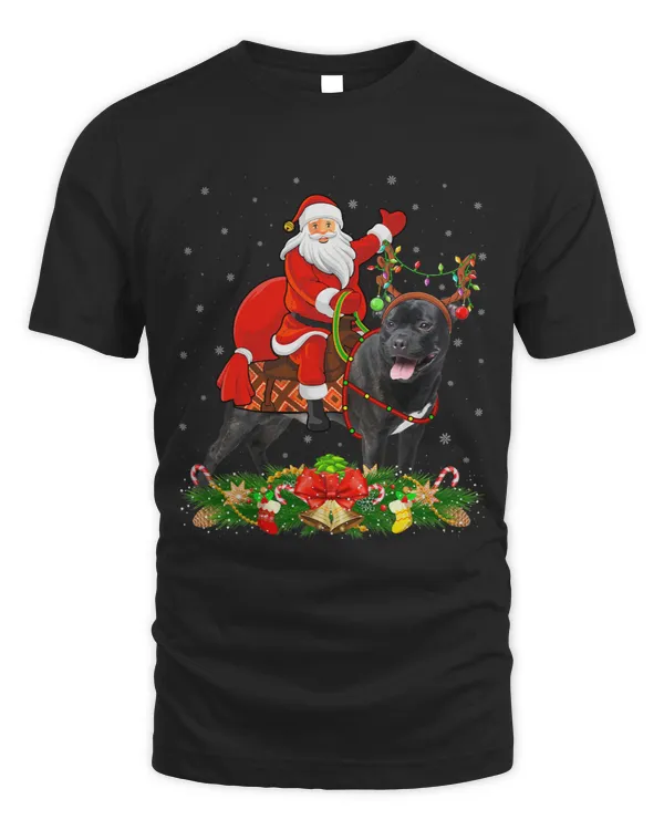 Dog Staffordshire Xmas Funny Santa Riding Staffordshire Bull Terrier Christmas