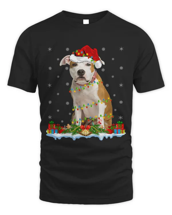Dog Staffordshire Xmas Lighting Santa Staffordshire Bull Terrier Dog Christmas 3