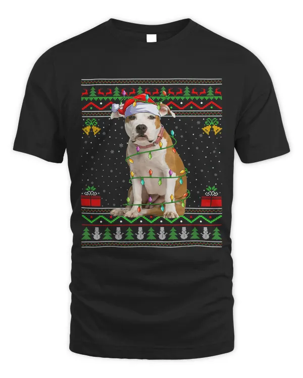 Dog Staffordshire Xmas Lighting Ugly Staffordshire Bull Terrier Dog Christmas 2