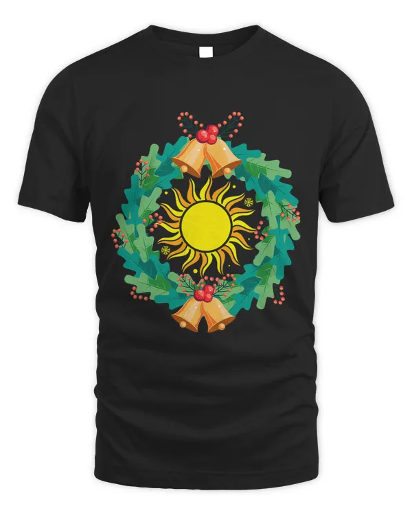 Christmas Wreath And Sun Winter Solstice
