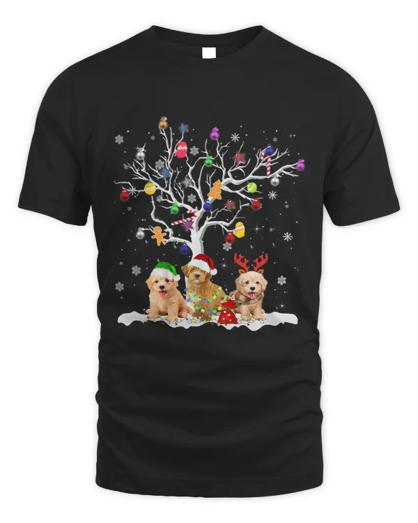 Dog Goldendoodle Tree Christmas Santa Xmas Funny Gifts T-Shirt