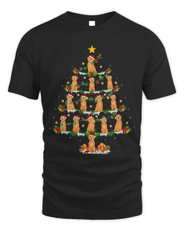 Dog Goldendoodle Xmas Lights Goldendoodle Dog Christmas Tree