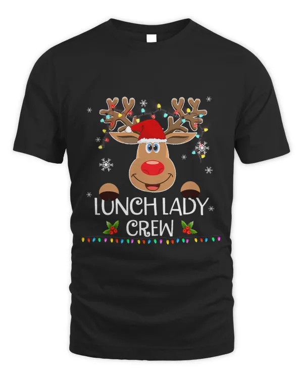 Funny Lunch Lady Reindeer Santa Hat Lights Xmas Holidays