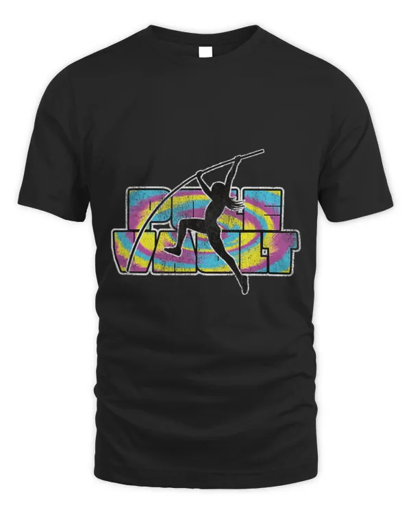 Girl Pole Vault Retro Colors Fun Pole Vaulting