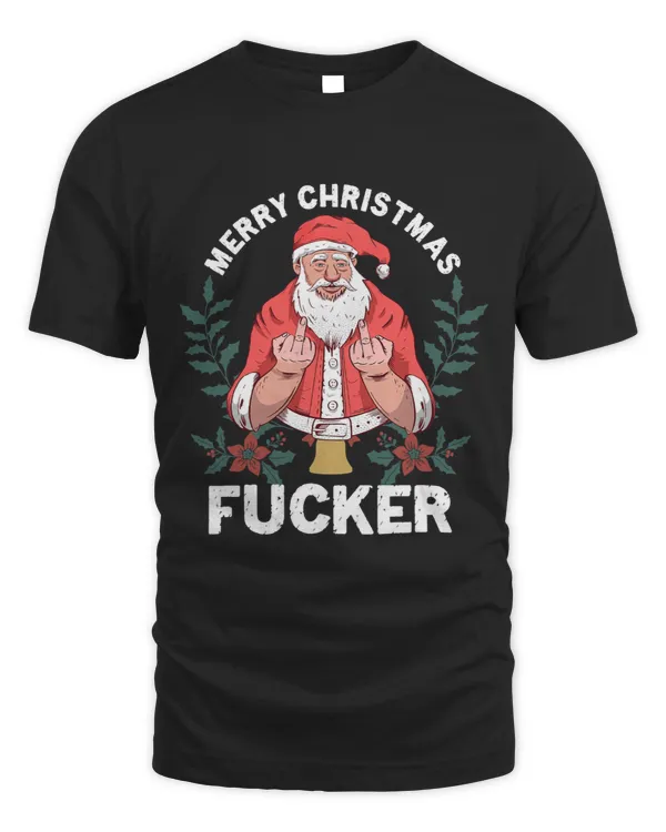 Funny Merry Christmas Santa Claus Middle Finger New Year