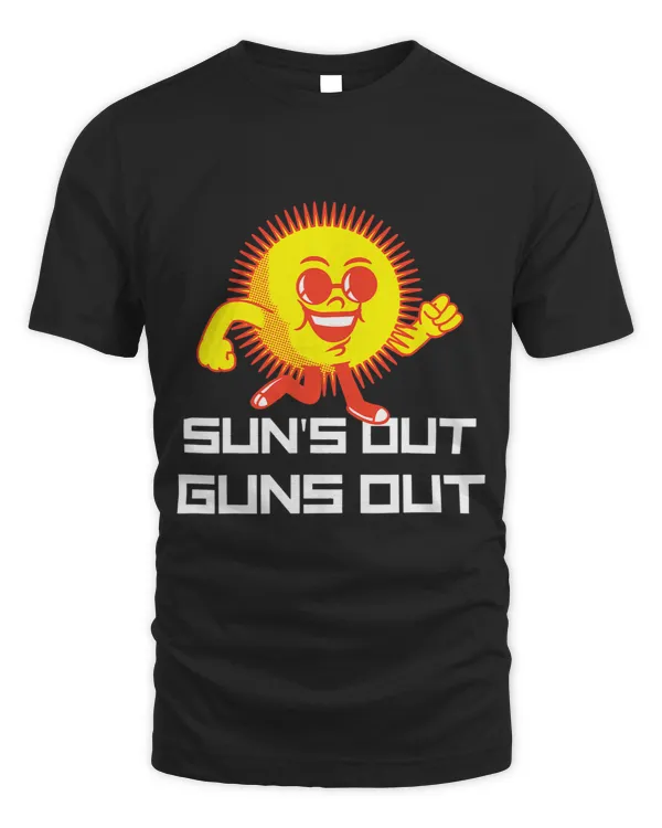 Suns Out Guns Out Summer Cartoon Sun Silly Muscle