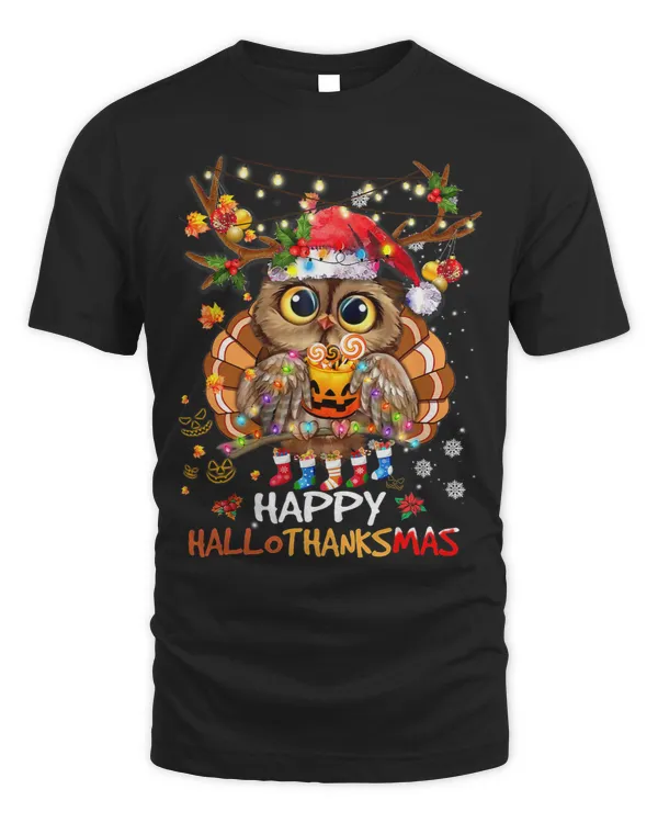 Owl Thankgiving Halloween Christmas Happy Hallothanksmas