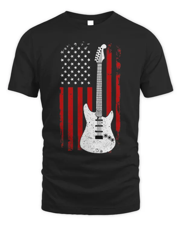 Guitar American US Flag Music Player Electric Guitarist