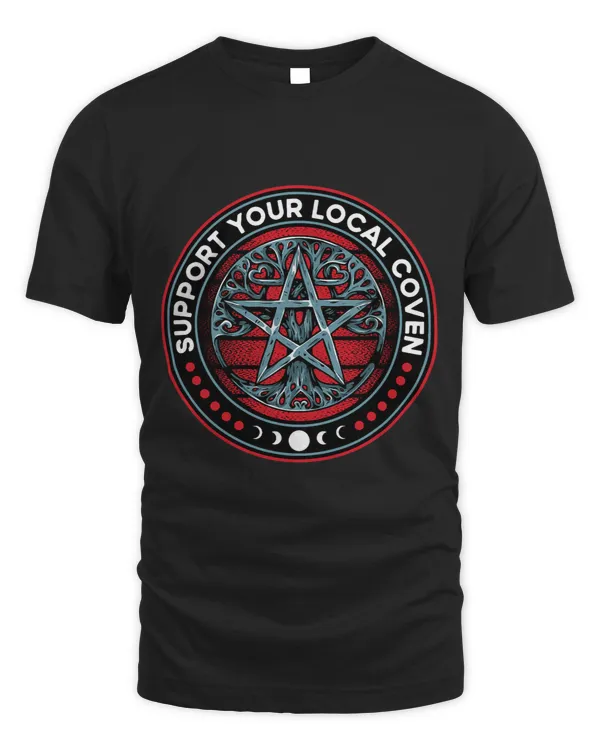 Support Your Local Coven Wiccan Witch Pentagram