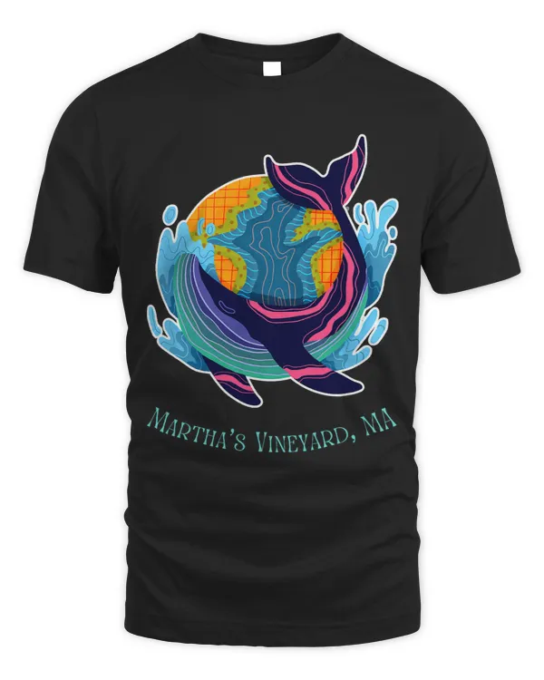 Marthas Vineyard MA Colorful Abstract Indigo Whale Design
