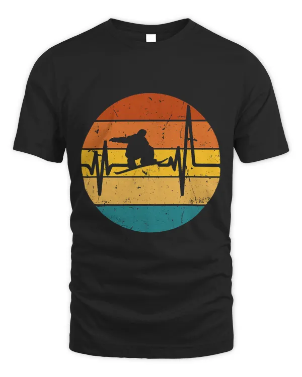 Skiing Ski Vintage Sunset Snowboarding Heartbeat