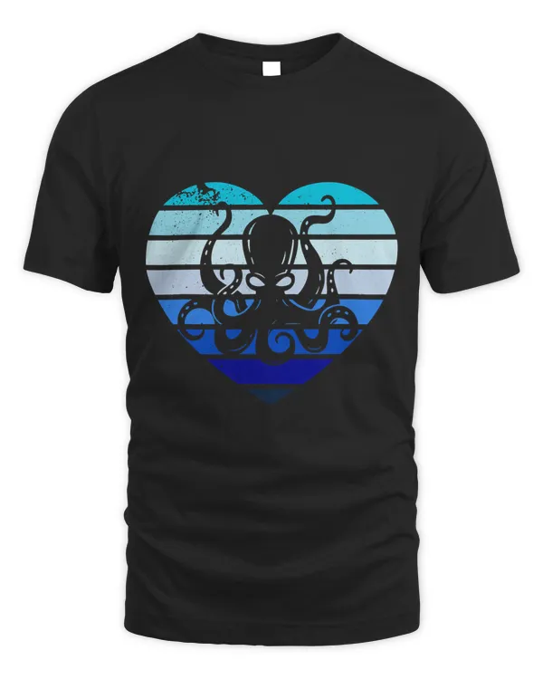 Retro Kraken Vintage Cthulhu Steampunk Octopus Blue Heart