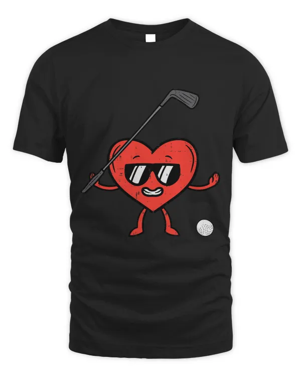 Golf Player Valentines Day Heart Golf Funny Golfing Golfer Dad Men Boys