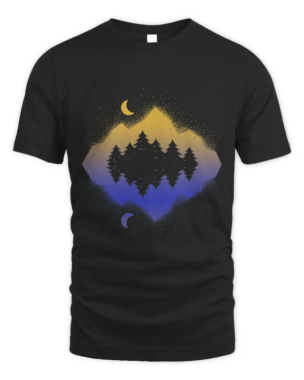 Retro reflection forest trees by moon nature
