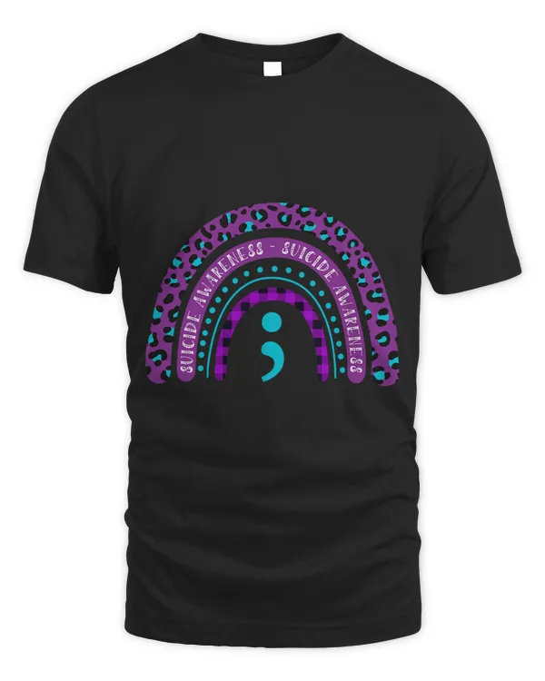 Semicolon Suicide Prevention Awareness Leopard Rainbow Women