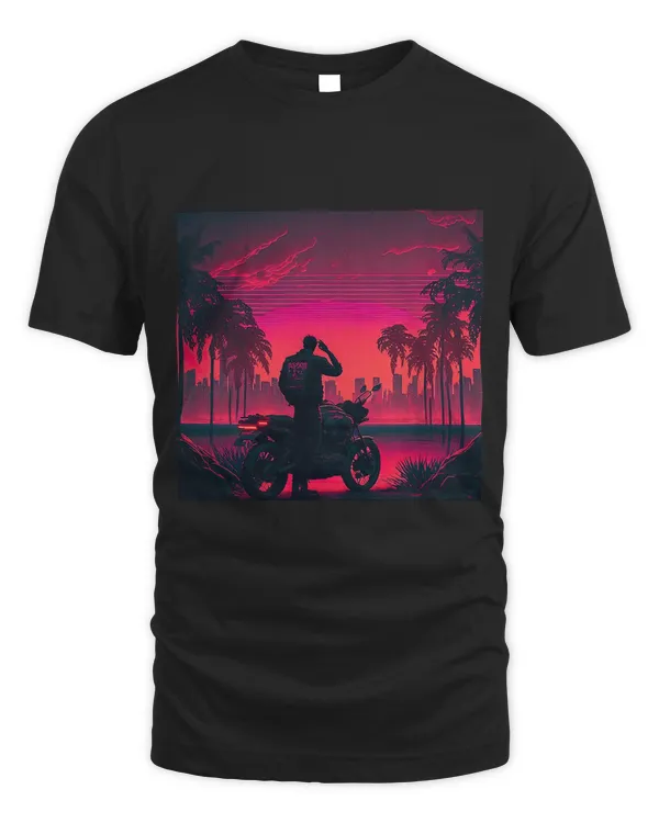 Retro Synthwave Sun Overlooking A Distant City