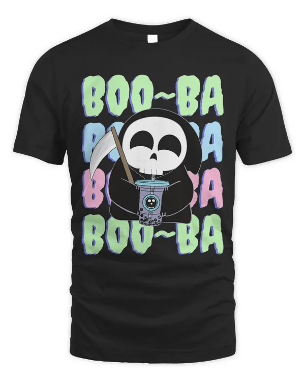 Pastel Creepy Kawaii Grim Reaper Drinking Ghost Boba Tea