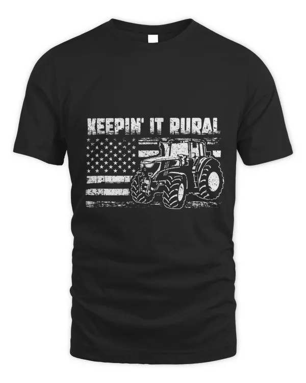 Tractor driving USA Flag Patriotic Farmer Keepin It Rural Farming