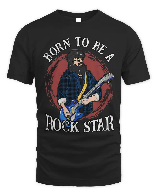 Guitarist Born to be a Rockstar Cool Rock and Roller with Guitar