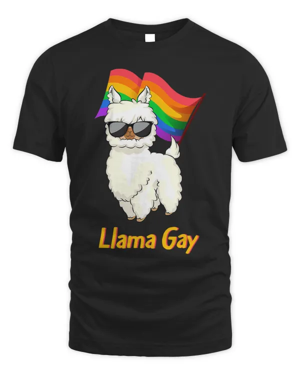 Llama Gay LGBTQ Funny Alpaca Proud Ally Rainbow Pride Flag