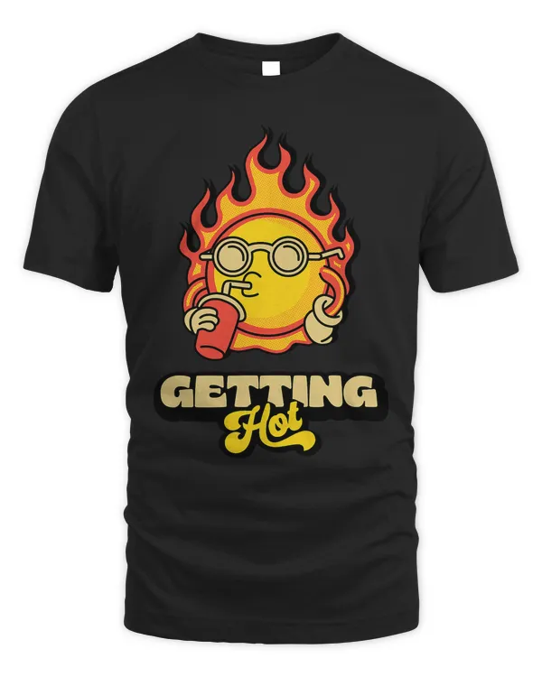 retro getting hot sun mascot funny