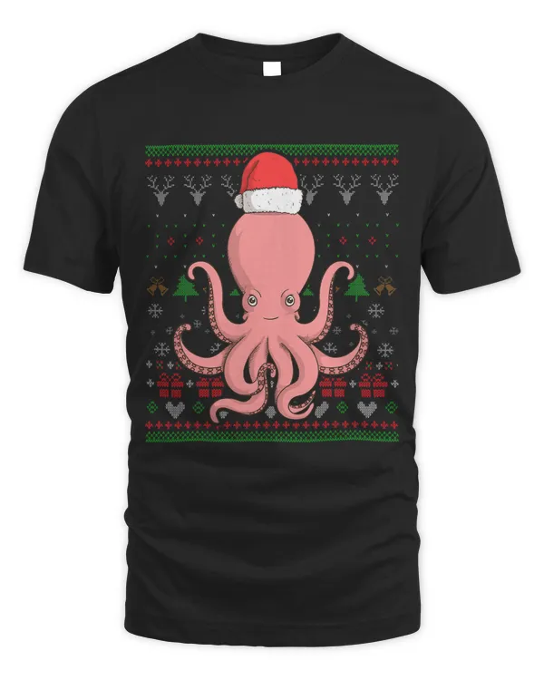 Octopus Santa Claus Ugly Christmas Pattern XMas Holiday