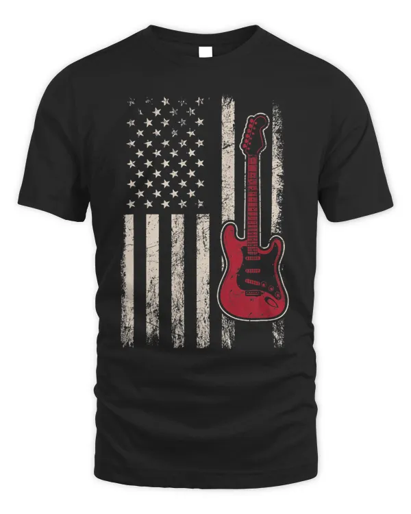 Guitarist Electric Bass Guitar Player American Flag Musician