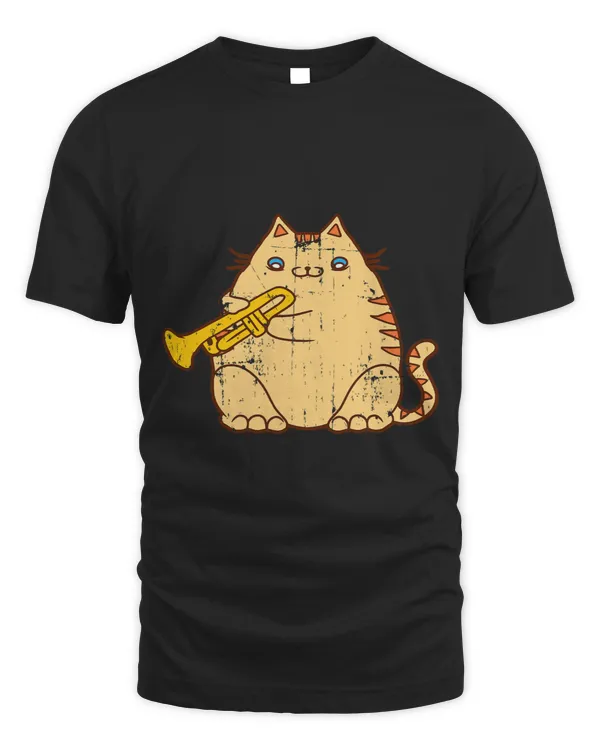 Trumpet Lover Vintage Jazz Cat Trumpet Funny Kitty Musician Cute Animal 1
