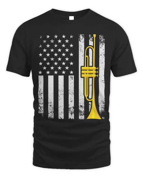Trumpet Lover Patriotic Trumpeter Gift USA Flag Trumpet