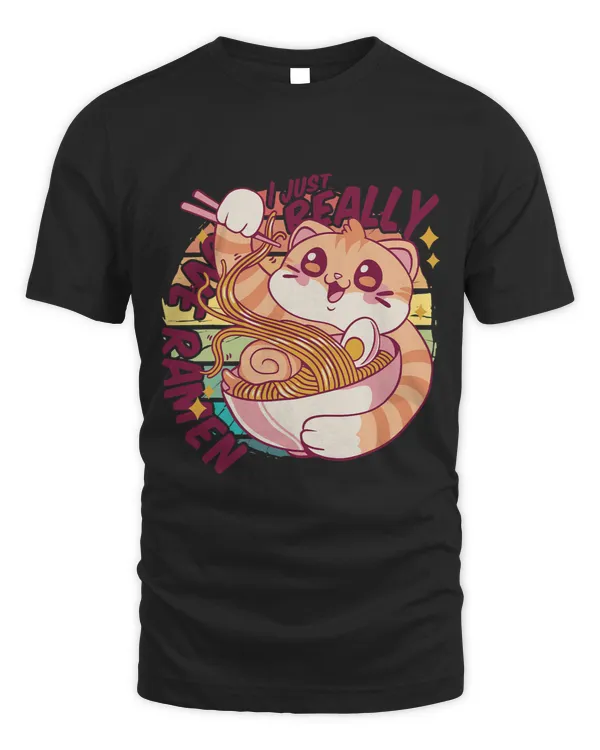 Vintage cartoon cat eating ramen I just really love ramen