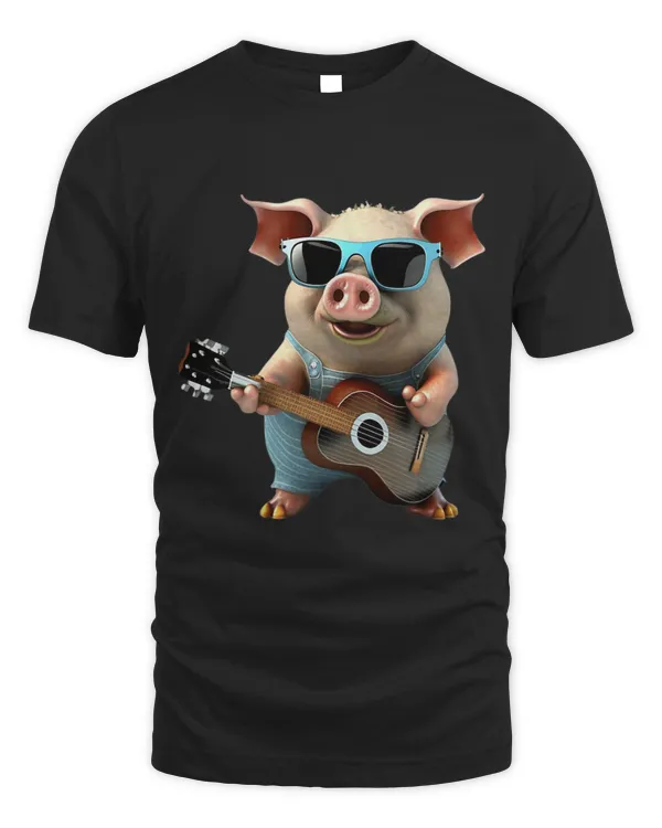Guitarist Pig Playing Electric Guitar Animal Pig Lover Guitar
