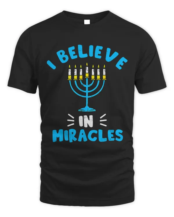 Vintage Hanukkah Believe In Miracles Menorah Lit Jewish