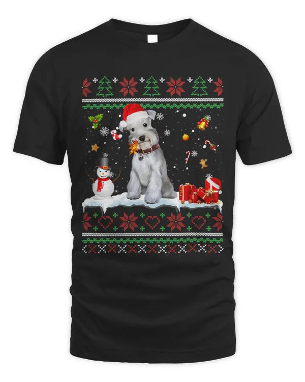 Funny Dog lovers Cute Miniature Schnauzer Santa Hat Ugly