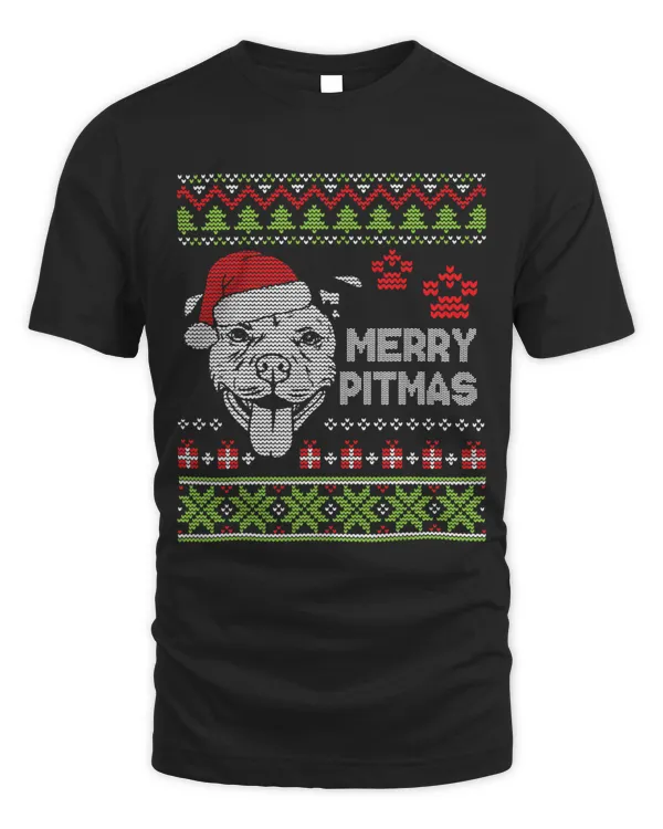 Ugly Sweater Presents Dog Paws Merry Christmas Pitmas Day Me
