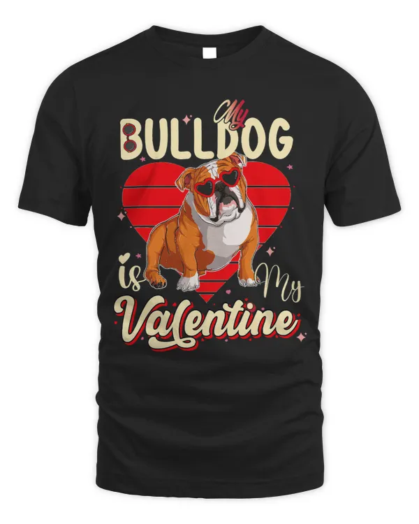 Funny English Bulldog Dog Wearing Valentine Heart Sunglasses