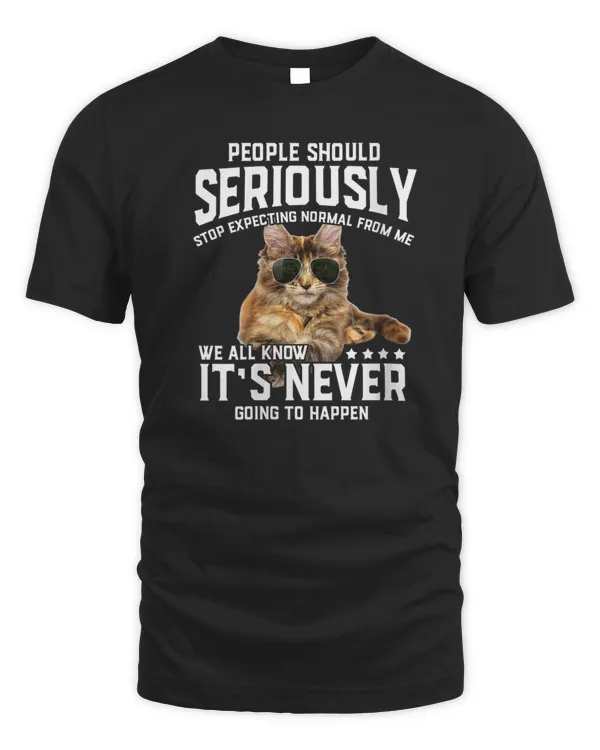 Womens Cat People Should Seriously Graphic Gift Idea Humor Novelty V-Neck T-Shirt