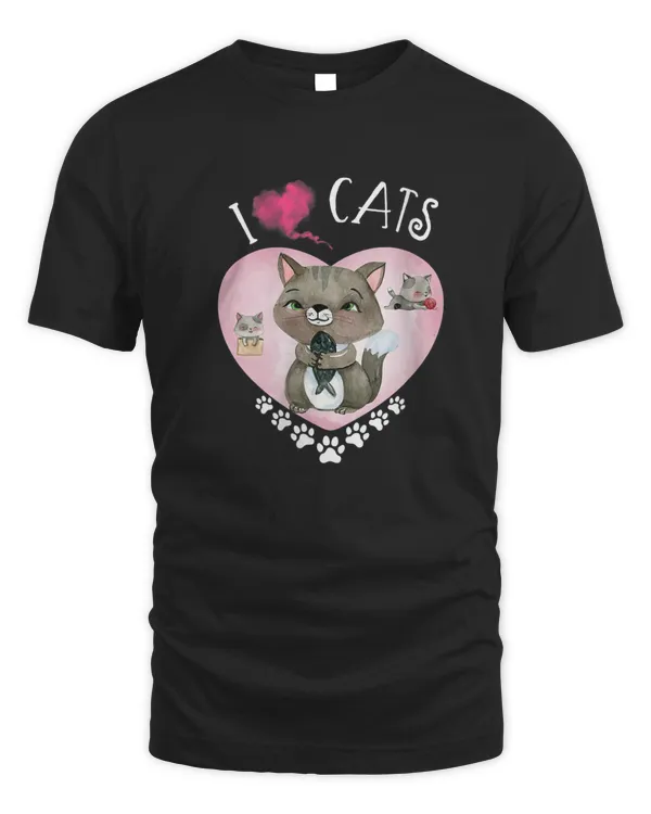 Womens Cats 365 I Love My Cats V-Neck T-Shirt
