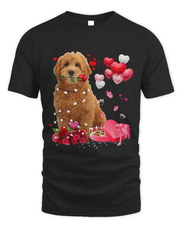 Funny Goldendoodle Rose Heart Happy Valentine Day Dog Mom