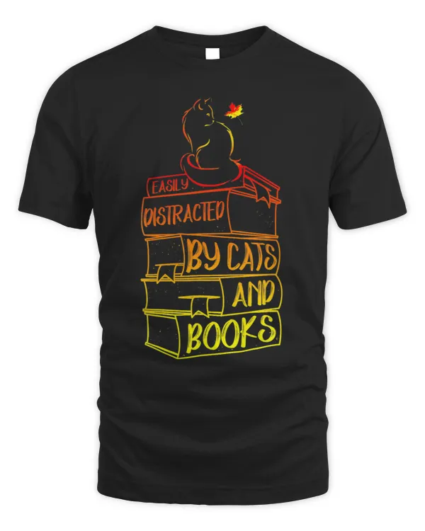 Funny Quote Book Lover Easily Distracted By Cats And Books