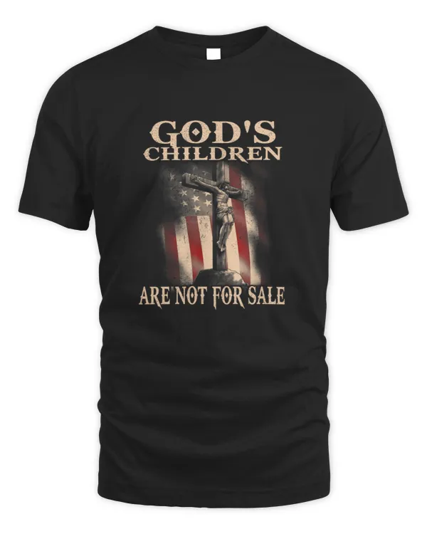 God's Children Are Not For Sale Jesus Christ Christian Cross Jesus US Flag Vintage