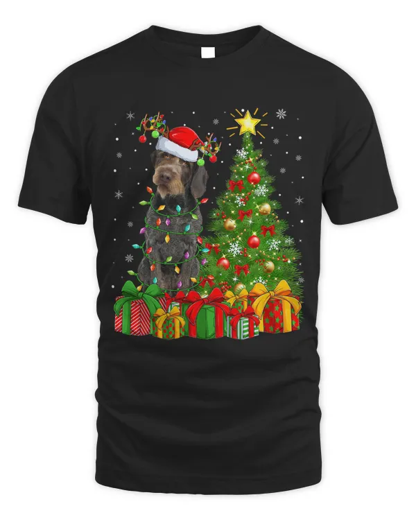 Xmas Lights German Wirehaired Pointer Dog Christmas Tree 3