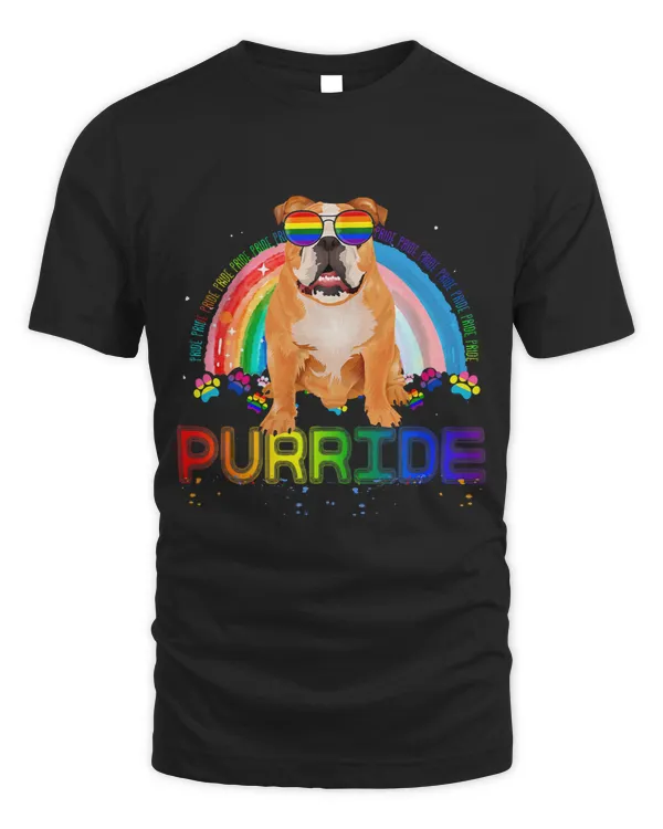 Funny Bulldog Gay Pride Shirt Rainbow Sunglasses LGBTQ